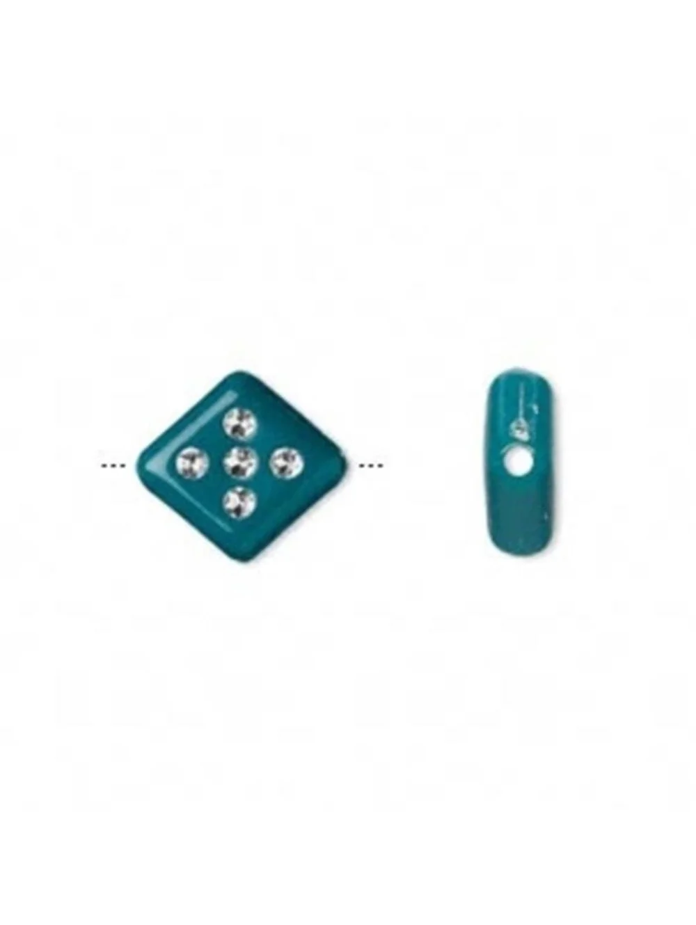 Vintage Diamond Dice Acrylic Beads Teal Green Silver Dots Retro Shabby 20 pcs